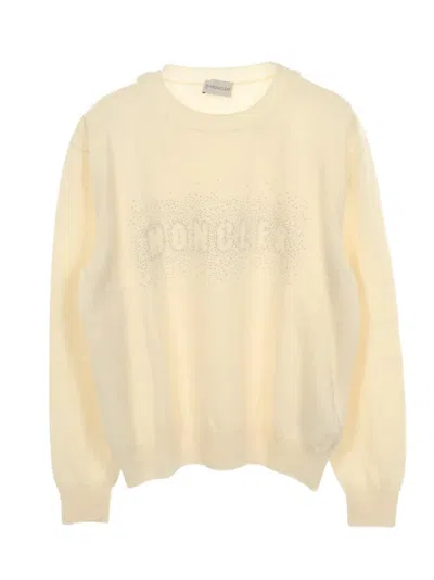 Pre-owned Moncler Vintage 2010s Logo-stud Sweater In Neutrals