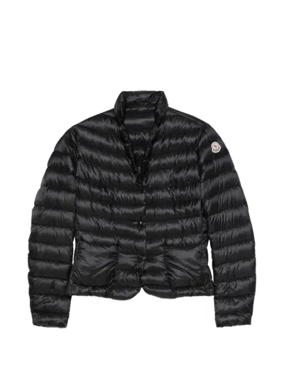 Pre-owned Moncler Vintage 2010s Quilted Logo-patch Jacket In Black
