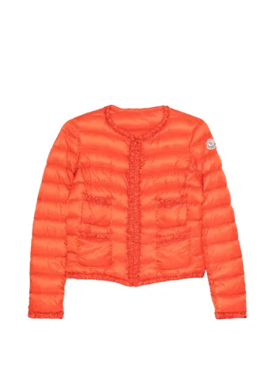 Pre-owned Moncler Vintage 2010s Ruffled Padded Jacket In Orange