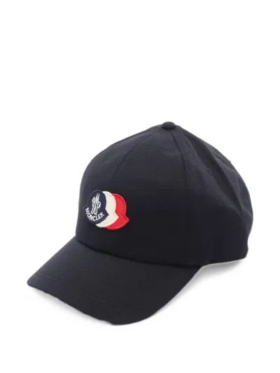 Pre-owned Moncler Vintage 2020s Logo-embroidered Cap In Black