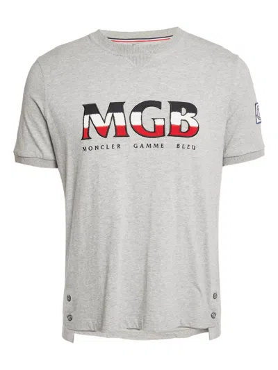 Pre-owned Moncler Vintage 2024 Logo-appliqué T-shirt In Gray