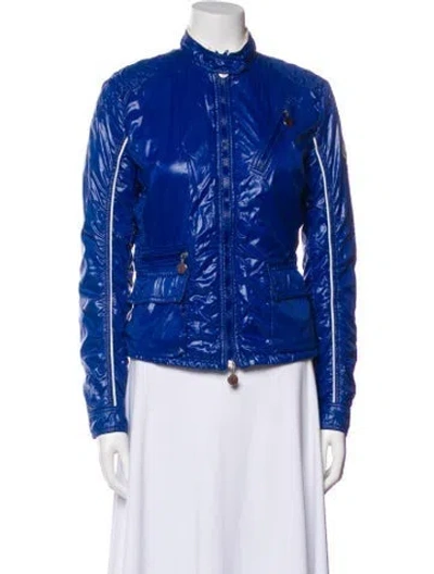 Pre-owned Moncler Vintage Biker Jacket In Blue