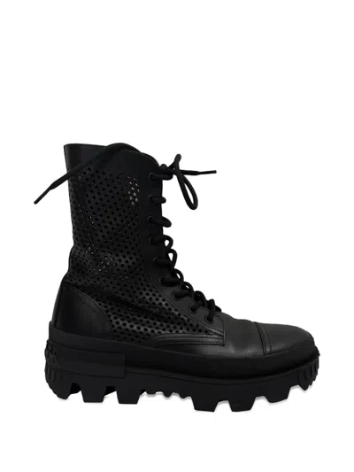 Pre-owned Moncler Vintage Carinne Perforated Ankle Boots In Black
