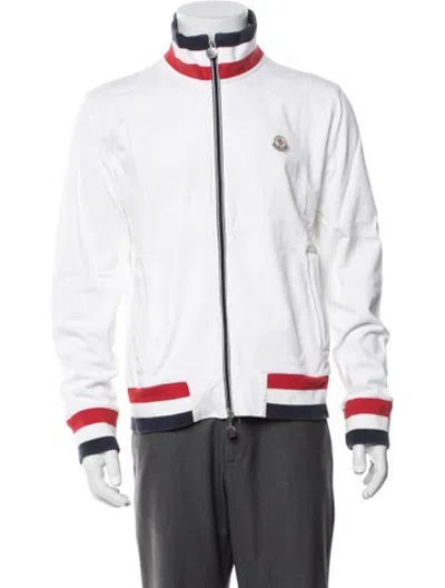 Pre-owned Moncler Vintage Colorblock Pattern Bomber Jacket In White