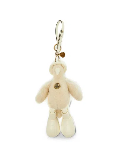 Pre-owned Moncler Vintage Duck Shearling Key Holder In Neutral