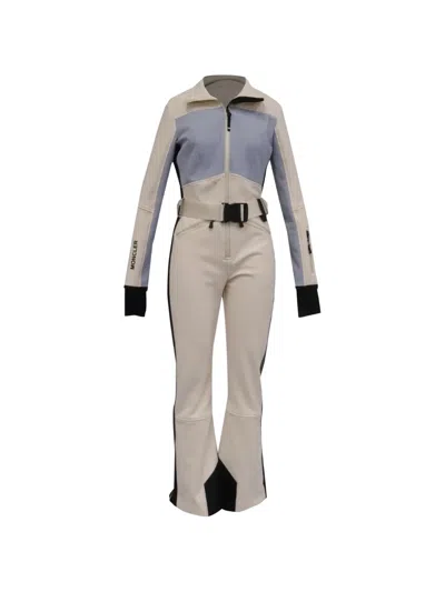 Pre-owned Moncler Vintage Grenoble Belted Color-block Ski Suit In Neutrals
