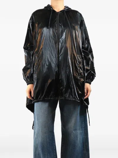 Pre-owned Moncler Vintage Hooded Vinyl Parka In Black
