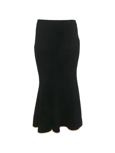 Pre-owned Moncler Vintage Knit Midi Skirt In Black