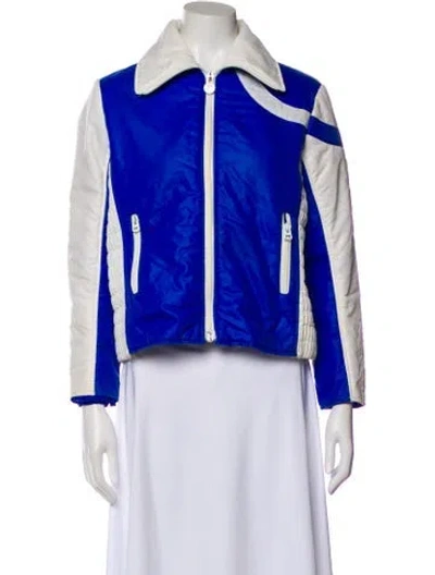 Pre-owned Moncler Vintage Late 1980's - Early 1990's Biker Jacket In Blue