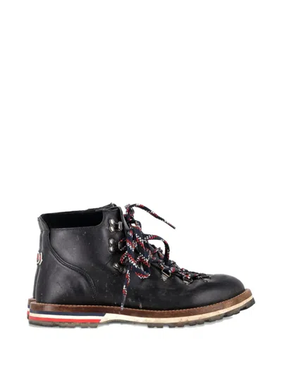 Pre-owned Moncler Vintage Leather Boots In Black