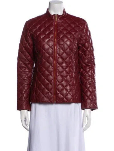 Pre-owned Moncler Vintage Leather Jacket In Red