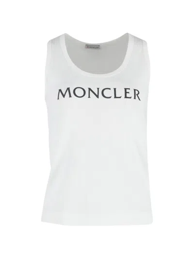 Pre-owned Moncler Vintage Logo-print Cotton Tank Top In White