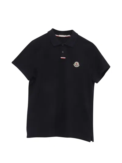 Pre-owned Moncler Vintage Logo-patch Polo Shirt In Blue