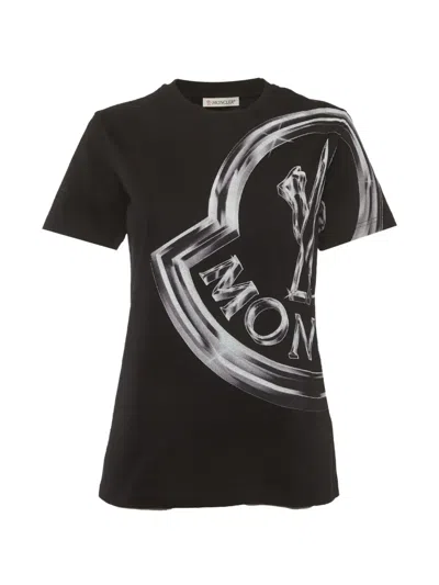 Pre-owned Moncler Vintage Logo-print T-shirt In Black