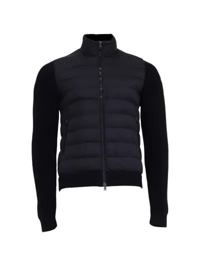 Pre-owned Moncler Vintage Quilted Panelled Sweater In Blue