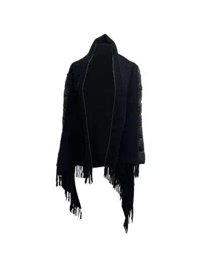 Pre-owned Moncler Vintage Sleeve Fringe Cape Coat In Black