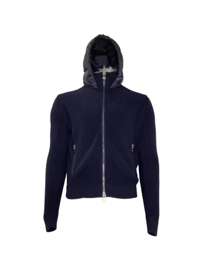 Pre-owned Moncler Vintage Zip-up Padded Hoodie In Blue