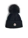 Moncler Virgin Wool And Black Cashmere Beanie Women In Black