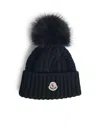 Moncler Virgin Wool And Black Cashmere Beanie Women In Black