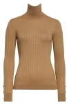 Moncler Wool Blend Turtleneck Sweater In Brown