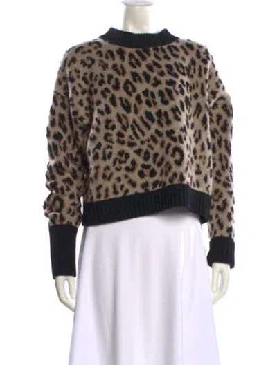 Pre-owned Moncler Virgin Wool Animal Print Sweater In Black