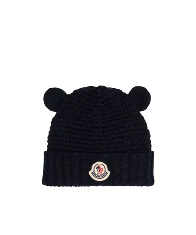 Moncler Babies' Virgin Wool Beanie In Black