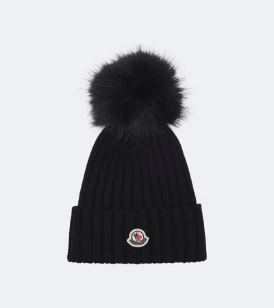 Moncler Virgin Wool Beanie In Black
