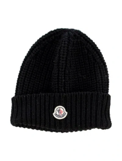 Pre-owned Moncler Virgin Wool Beanie In Black