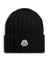 Moncler Mol20933b00036a9327999bb Ribbed Merino Wool Beanie In Black