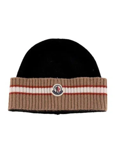 Pre-owned Moncler Babies' Virgin Wool Beanie In Black
