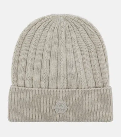 Moncler Virgin Wool Beanie In Gray