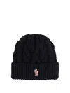 Moncler Grenoble Logo Patch Knitted Beanie In Black