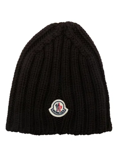 Moncler Virgin-wool Beanie Hat In Brown