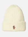 Moncler Virgin Wool Beanie In Neutral