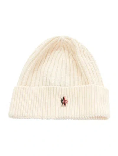 Pre-owned Moncler Virgin Wool Beanie In Neutrals