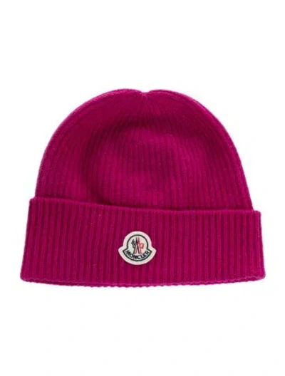 Pre-owned Moncler Virgin Wool Beanie In Purple