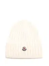 Moncler Virgin Wool Beanie In White