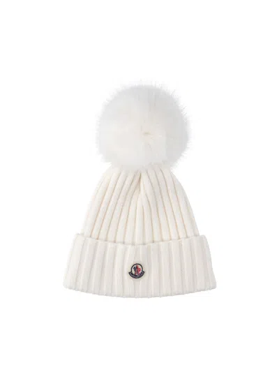 Moncler Virgin Wool Beanie In White