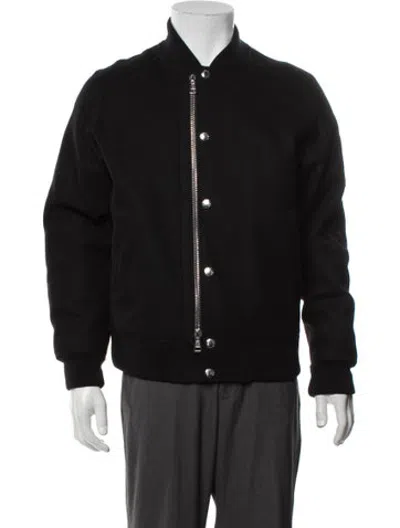 Pre-owned Moncler Virgin Wool Bomber Jacket In Black
