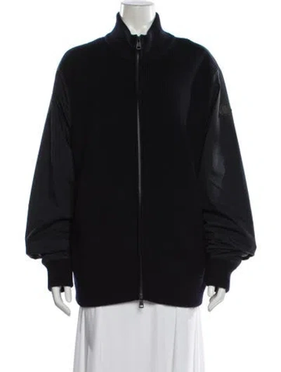 Pre-owned Moncler Virgin Wool Bomber Jacket In Gray