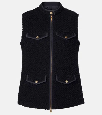 Moncler Virgin Wool Bouclé Vest In Blue