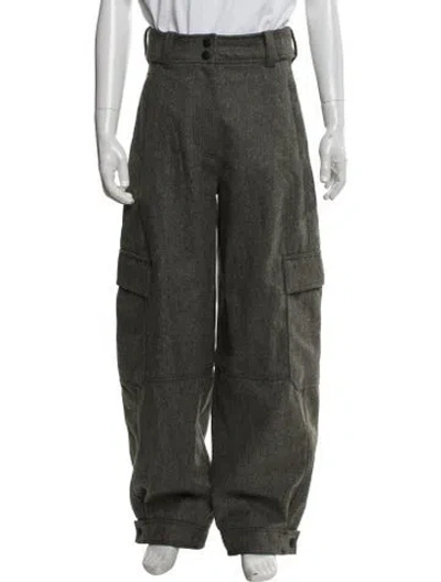 Pre-owned Moncler Virgin Wool Cargo Pants In Green