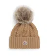 Moncler Cashmere Hat With Pon Pon Accessories In Sand