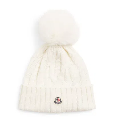 Moncler Virgin Wool-cashmere Pom-pom Beanie In White
