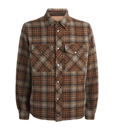 Moncler Virgin Wool Check Overshirt In Yellow