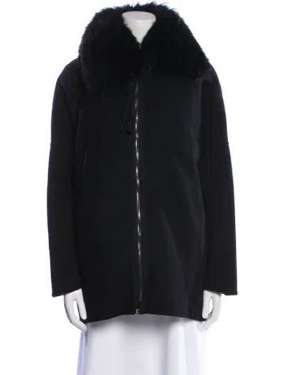 Pre-owned Moncler Virgin Wool Coat In Black