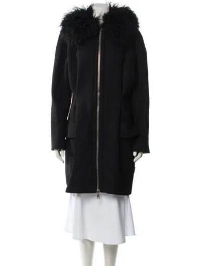Pre-owned Moncler Virgin Wool Coat In Blue