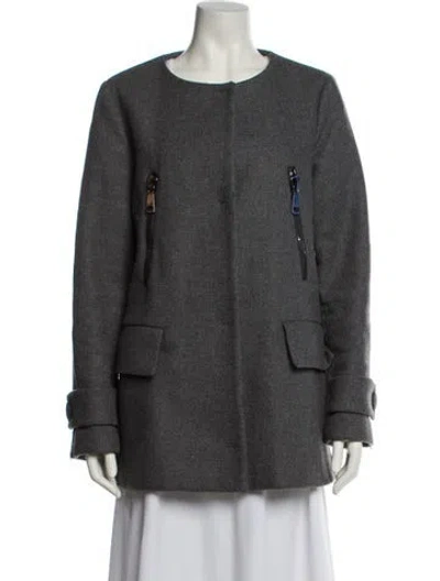 Pre-owned Moncler Virgin Wool Coat In Gray