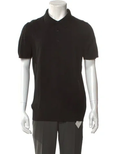 Pre-owned Moncler Virgin Wool Collar Polo Shirt In Black