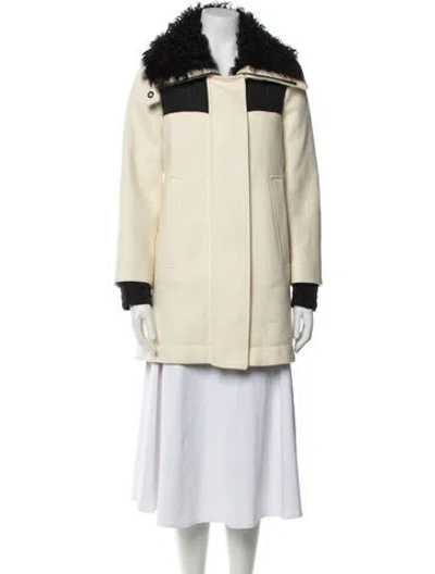 Pre-owned Moncler Virgin Wool Colorblock Pattern Down Coat In Neutral